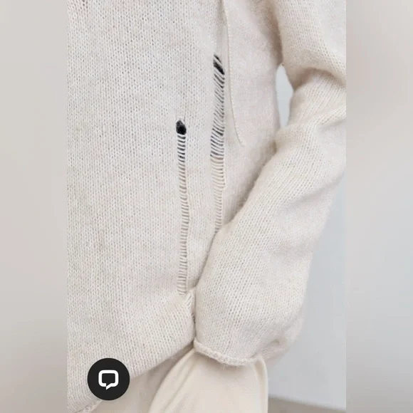 78$ NWT OAK+FORT Lace-Up Distressed Sweater | Relaxed Fit | NWT | Size S-M - Picture 6 of 15